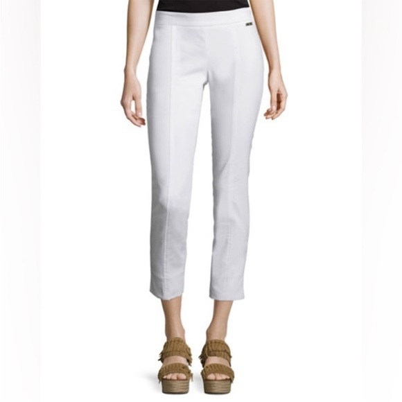 TORY BURCH Callie Skinny Ankle Pant Side Zip White Jean Designer Sz 4 - Picture 2 of 14